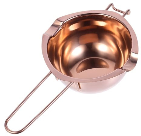 GLEAVI 1Pc Stainless Steel Butter Melting Pot with Dual Pour Spouts for Baking Chocolate Cheese and Butter Melting Easy to Clean Convenient Design Rose Gold Finish