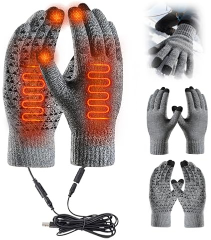Beheizbare Handschuhe, USB Beheizte Handschuhe, Warme Handschuhe Mit Heizung, Wiederaufladbar, Waschbar, Winterhandschuhe für Drinnen und Draußen, Radfahren, Wandern