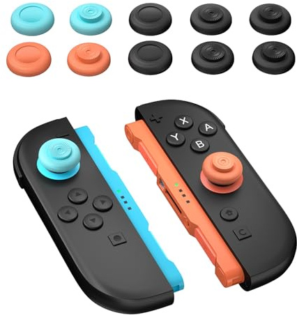 Thumb Grips for Nintendo Switch 2, Thumb Grip Caps, Ergonomic Design, Enhanced Gaming Grip, Comfortable & Durable, Joystick Controller Replacement for Switch Pro Controller (Black + Blue + Orange)