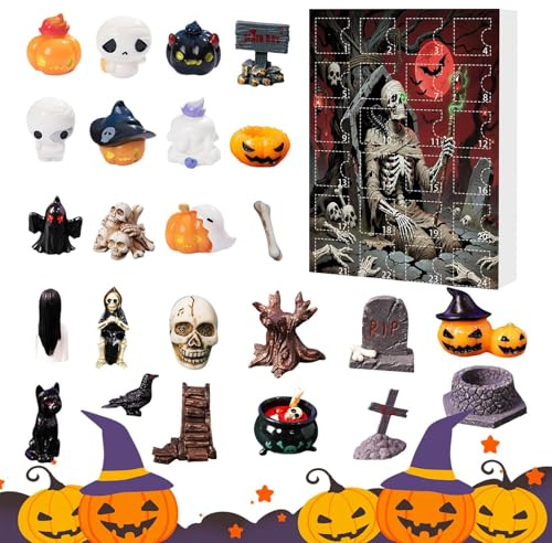 2025 Halloween Figure Calendar - Horror Skull Halloween Calendar | Decor For Family Kids Friends Autumn Ghost Calendar