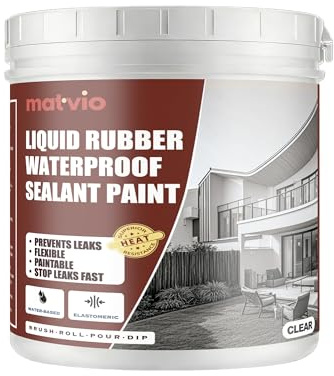 Matvio Crystal Clear Invisible Waterproof Agent 1KG - Elastic Liquid Rubber Waterproof Sealant for Shower, Tile & Bathroom Repair - Transparent Leak Stopper for Windows & Masonry - UV Resistant
