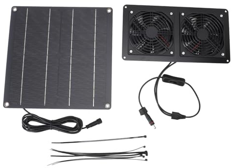 PODSJD Ventilatore di Scarico Solare 15W con Pannello Solare Monocristallino - Raffreddamento Efficiente e Ventilazione Automatica per Piccoli Spazi