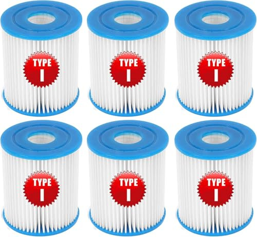 BDHI Cartouche filtrante de type I pour piscine hors sol Bestway, cartouche filtrante de remplacement pour piscine gonflable, 7,9 x 8,9 cm, 58093-17, lot de 6