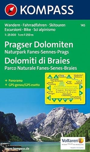 Pragser Dolomiten - Naturpark Fanes-Sennes-Prags - Dolomiti di Braies - Parco Naturale Fanes-Senes-Braies 1 : 25 000: Wanderkarte mit Radrouten, ... 1:25000 (KOMPASS Wanderkarte, Band 145)