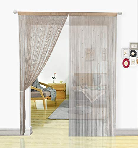 HSYLYM, tenda con frange in perline, da usare come divisore o come decorazione per la casa, Ecru, 90x200cm
