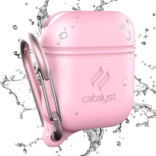Catalyst - Cover Impermeabile e Antiurto per AirPods 1 e 2 con moschettone di alta qualità, ricarica wireless compatibile, custodia protettiva, alta protezione contro le cadute - Rosa