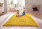 SHAGGY RUG Modern Rugs Living Room Extra Large Small Rectangular Size Soft Touch 30MM / 3cm Thick Pile Living Room Area Rugs Non Shedding (Ochre Yellow, 240cm x 340cm (7.9ft x 11.2ft))