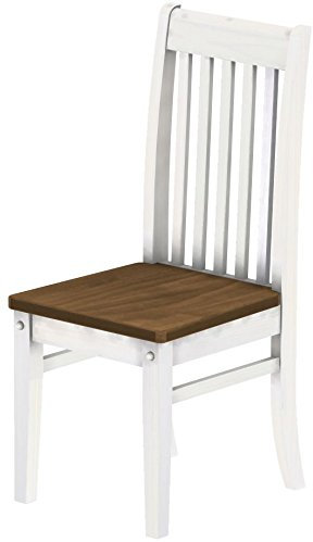 Holzstuhl Classico Nussbaum Weiss - Esszimmerstuhl Klassik Pinie Massivholz Echtholz - Variante & Farbe wählbar - Stuhl Holz Wohnzimmerstuhl Lehnenstuhl Lehne Küchenstuhl Brasilmöbel