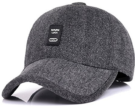 Herren Winter Woll Tweed Schirmmütze mit Ohrenschützer Wärmer (Y-Grau)