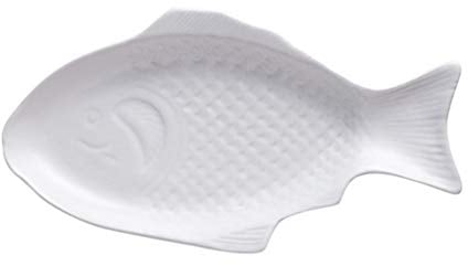 Angoily Plato de Cerámica en Forma de Pez Plato de Cena Plato de Pescado Plato de Cerámica Plato de Servicio de Snack Almacenamiento de Alimentos Bandeja para Pescado Sushi Fruta Blanca