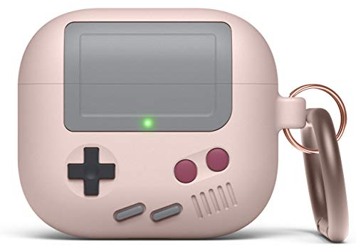 elago AW5 Hülle mit Karabiner Kompatibel mit AirPods 3 Case, Klassisches Game Player Konsolen Design Case Cover mit Schlüsselanhänger, Unterstützt Kabelloses Aufladen (Rosa)