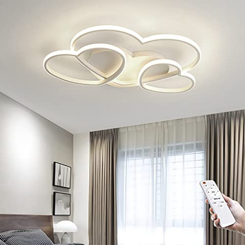 JINWELL LED Modern Deckenleuchte Kinderzimmer Mädchen Schlafzimmer Decke Lampen Dimmbar Mit Fernbedienung, Liebe Herz Design Acryl-Schirm Deco Deckenlampe Für Küchen Esszimmer Kinderlampe,Weiß,50cm