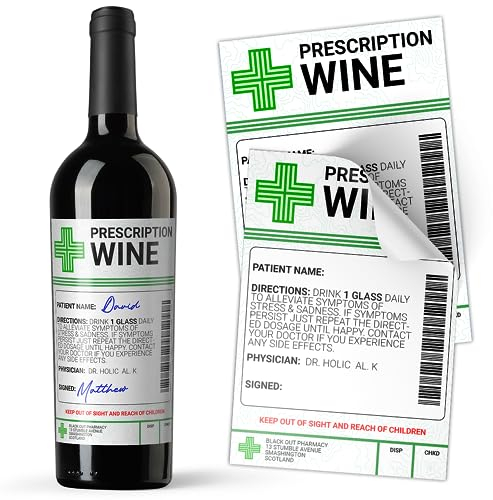 Wine Prescription Medical Alcohol Bottle Gift Funny Drinks Sticker Label (1)