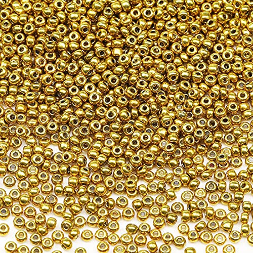 Bala&Fillic Golden Farbe 3mm Perlen zum Auffädeln 3600Stücke/100Gramm,8/0 Glasperlen zur Herstellung Schmuck, Armbändern, Halsketten und Ohrringen (Golden)