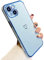 ZTOFERA Compatible with iPhone 14 Plus (6.7) Case for Girls Women, Flexible Silicone Protective Phone Case with Cute Love Heart Pattern Gold Edging Shockproof Cover for iPhone 14 Plus, Sierra Blue