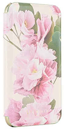 Ted Baker LIRIO Cream Flower Placement Mirror Folio Phone Case for iPhone 11 Green Gold Shell