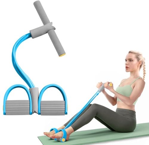 Multifunction Tension Rope Fitness 6-Tube Pedal Puller Resistance Band Exercise Bands for Abs/Waist/Arm/Leg Stretching Slimming Training Equipment Oceanic Blue