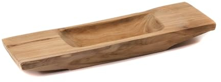 CREEDWOOD Teak Holz Schale Barco 40 | Teakholz, 40 cm | Servierschale, Dekoschale, Naturholz Schale, Holztablett, längliche Obstschale, Serviertablett, Deko Tablett