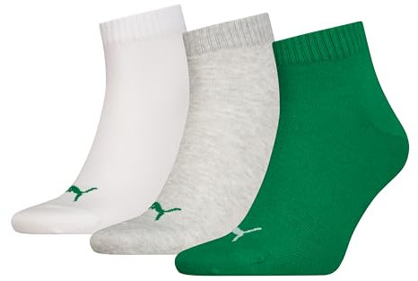 PUMA Quarter Calcetines, Verde, 35-38 (Pack de 3) Unisex Adulto