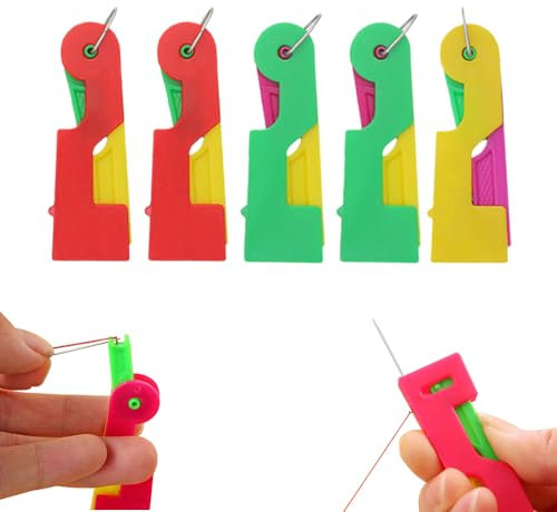 Nadeleinfädler,Einfädelhilfe für Nähnadeln Nähmaschinen Zubehör Kunststoff Nähnadeln Einfädler, Automatischer Einfädler Nadel Threading Tool für Handnähen und Nähmaschinen (5)
