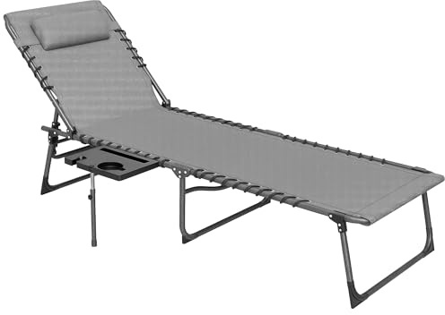 Outsunny Tumbona Plegable con Respaldo Ajustable 120 kg 190x60x31 cm Gris