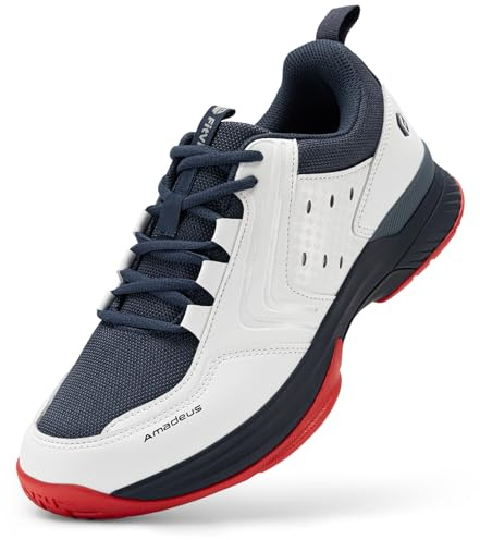 FitVille Extra Weit Tennisschuhe Herren V8 Atmungsaktiv Sportschuhe | Breite Zehenbox, Rutschfest Sneaker, Bequeme Badminton Schuhe, Stoßdämpfende Sohle, Fußgewölbestütze