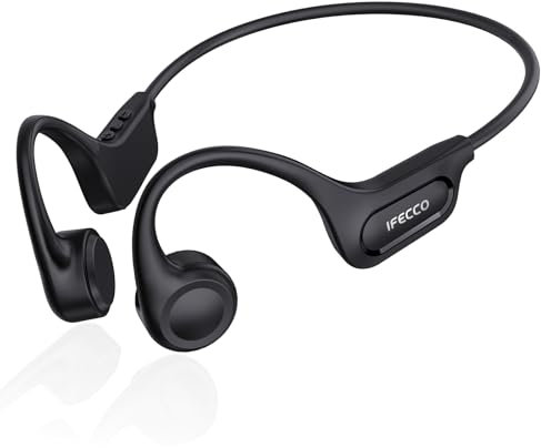 IFECCO Auriculares Conduccion Osea Bluetooth 5.4 – Cascos Conduccion Osea Inalambricos con Micrófono,IPX6 Impermeables Deportivos Auriculares Open Ear para Running Ciclismo Fitness