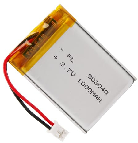 3.7V 1000mAh 803040 Lithium Polymer Lipo Rechargeable Battery with PH 2.0mm Connector for Bluetooth Speaker, Dash Cam, Smart Home Devices
