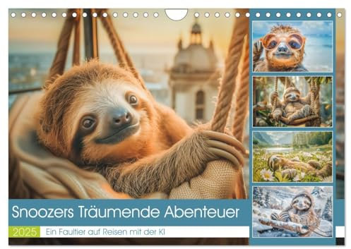 Snoozers Träumende Abenteuer (Wandkalender 2025 DIN A4 quer), CALVENDO Monatskalender: Tauchen Sie ein in die entspannte Welt von Snoozer, dem ... Abenteuern durch das Jahr. (CALVENDO Tiere)