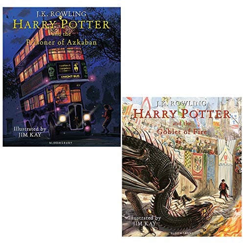 JK Rowling 2 Books Collection Set Harry Potter Illustrated Edition Series (Harry Potter and the Prisoner of Azkaban, Harry Potter and the Goblet of Fire)