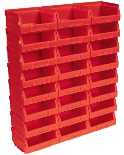 Sealey Tps124R Plastic Storage Bin 103 X 85 X 53Mm - Red Pack Of 24