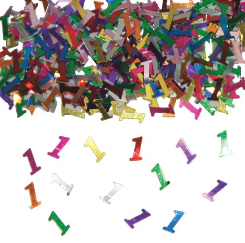 Zahlenkonfetti Ziffern | Zahl 1 | Streuteile 14g Bunte Tischdeko Partydeko Geburtstag Jubiläum Hochzeit Silvester Tischkonfetti