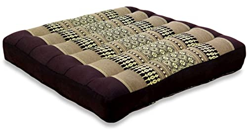 livasia Sitzkissen klein - 35x35x6cm - Bodenkissen Indoor/Outdoor, Meditationskissen Yogakissen, Stuhlauflage Palettenmöbel, Steppkissen Auflage Stuhl Bank handgefertigt (Braun)