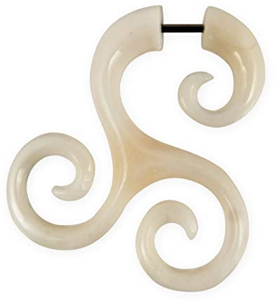 Fly Style Ohrringe Ohrhänger Fake Spirale aus Horn oder Knochen - Natur Damen Schmuck