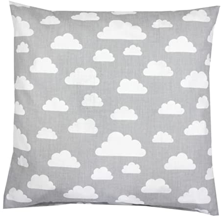 TupTam Kinder Kissenhülle Kissenbezug Dekorativ Gemustert Kinderzimmer, Farbe: Grau Weiße Wolken, Größe: 80 x 80 cm