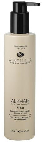 Alkemilla Conditioner Für Lockiges Haar Mit Bio-Leinsamen Entwirrt Und Weich Machend, Leichte Textur (1x250 Ml) Balsamo Ricci Semi Lino