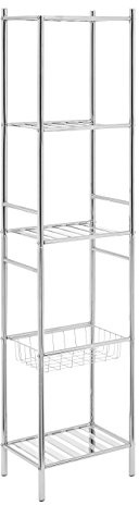 Premier 5 Tier Shelf Unit, With Basket, Chrome