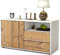 Stil.Zeit TV Schrank Lowboard Alessia, Korpus Weiss matt, Front Holz Design Pinie (92x49x35cm), Push to Open Technik & Leichtlaufschienen