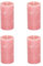 Stumpenkerzen Rustic 4er Set - Stumpenkerze, Blockkerze, Kerze, Adventskranz, Advent - Kein Ruß - Brenndauer: 60 Std. - viele Farben - 7x13 cm (Rosa)