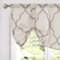 TOPICK Leinen-Optik Gardinen 1 Stück 45Hx127B(cm)-1PC Geometrische Scheibengardinen Marokkanische Vorhänge Verdunklung Küchenvorhang Grau auf Beige