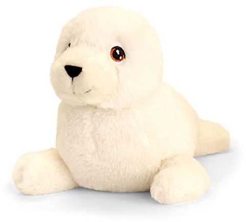 tachi Plüschtier Robbe weiß, Liegender Stofftier Seehund, Weicher Kuscheltier Heuler 25 cm