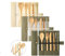 Bambus Besteck Set (creme) | Reisebesteck | umweltfreundliches Besteckset | Messer, Gabel, Löffel, Stäbchen und Strohhalm| Besteck Holz | Besteck für unterwegs inkl. Öko-Tasche