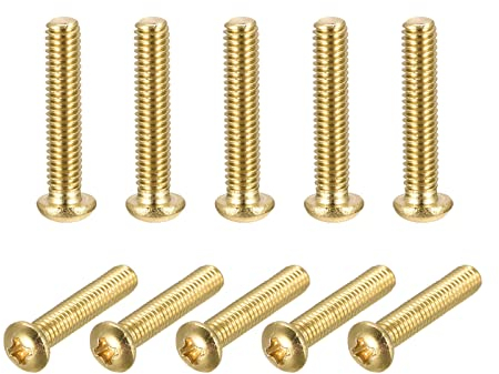 sourcing map Brass Machine Screws, M4x20mm Phillips Pan Head Fastener Bolts for Furniture, Office Equipment, Electronics 20Pcs