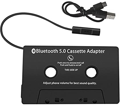 WANGCL Adattatore per cassette per autoradio 5.0 Ricevitore per cassette per auto Bluetooth Cassetta audio per auto su adattatore AUX Lettore CD MP3 iPod con presa jack da 3,5 mm