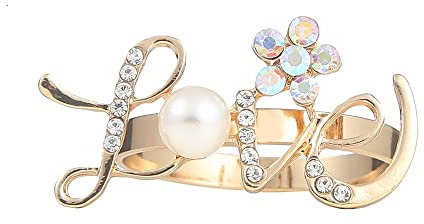 Wuluwala 6er Set Valentinstag Serviettenringe Halter Herz Serviettenring Strass Legierung Metall Serviettenring Schnalle Herzform Serviettenhalter