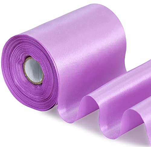 TONIFUL Breit Satinband Farbiges Stoffband für Geschenkband Öffnen des Schleifen Große Öffnung der Bänder Den Stuhl Hochzeit Party Dekoration Valentinstag Weihnachten-Violettlila 10cm x 20m