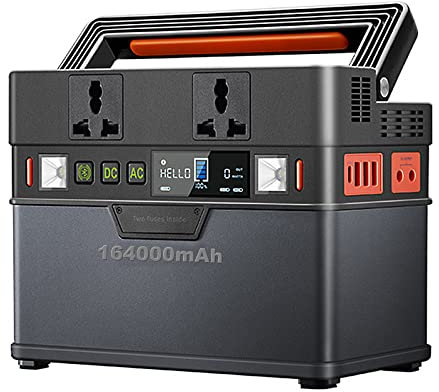 PHASFBJ Portable Power Station 700W, 606Wh/164000mAh Battery Powered Generator with Pass-Through Charging & Flashlight, Lithium Battery for RV/Van Camping Fishing Climbing Road Trips,220V