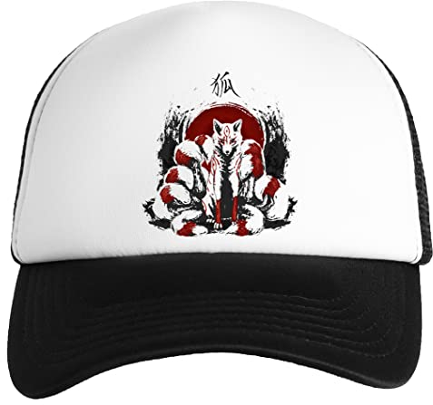 Jinbetee Japanischer Neunschwänziger Fuchs Kitsune Weiße Kinder Baseball Cap Unisex Snapback