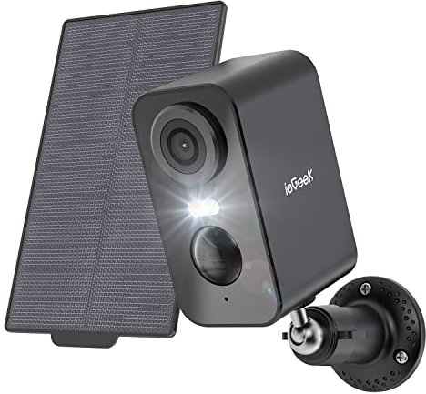 ieGeek 2K Camera Surveillance WiFi Exterieure sans Fil Solaire, Caméra Batterie, Vision Nocturne Couleur, AI & PIR Détection Mouvement, Audio Bidirectionnel, Étanche IP65, Alexa, ZS-GX3S, Noir