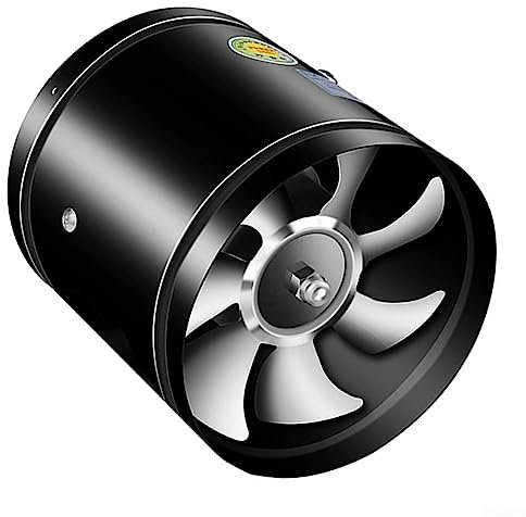 Black 4” Low Noise Inline Duct Booster Exhaust Fan, Multifunctional Powerful Mute Extractor Ventilator for Home, Kitchen, Bathroom, Warehouse, Garage Ventilation